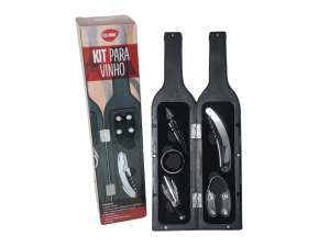Kit para vinho com 5 peças em formato de garrafa - clink - ck4824