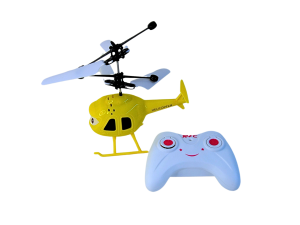 Helicóptero divertido de brinquedo amarelo com controle remoto